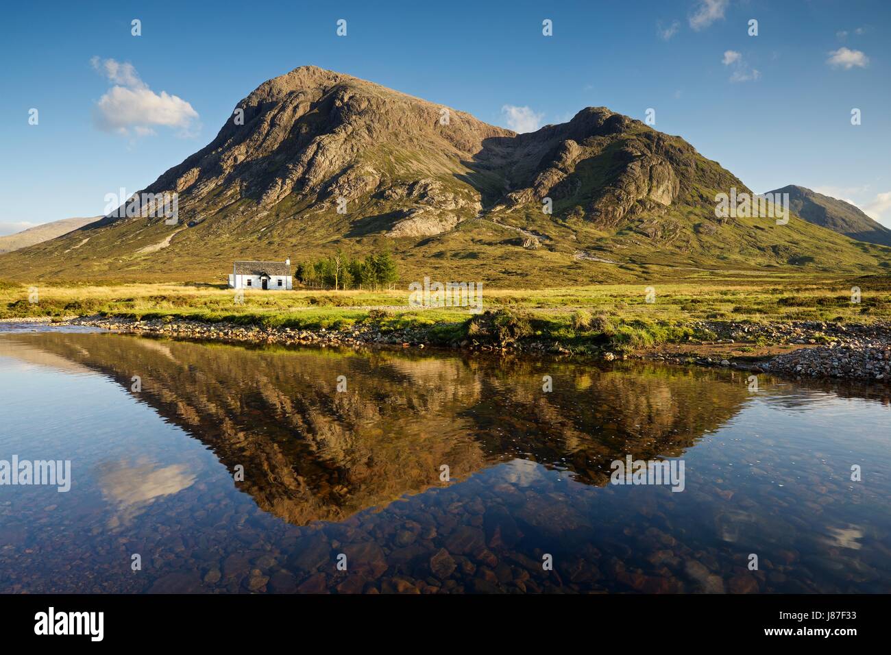 A colour image of the evening light at Lagangarbh in Glencoe taken on a summers evening Stock Photo