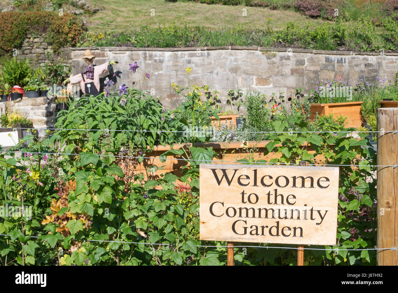 Welcome to the Community Garden, Wharton Park, Durham, England, UK Stock Photo