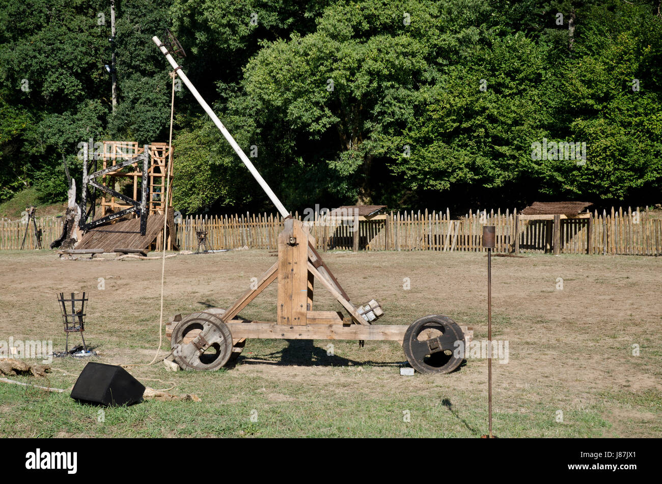 tree, trees, wood, war, history, catapult, medieval, wooden, old, Stock Photo