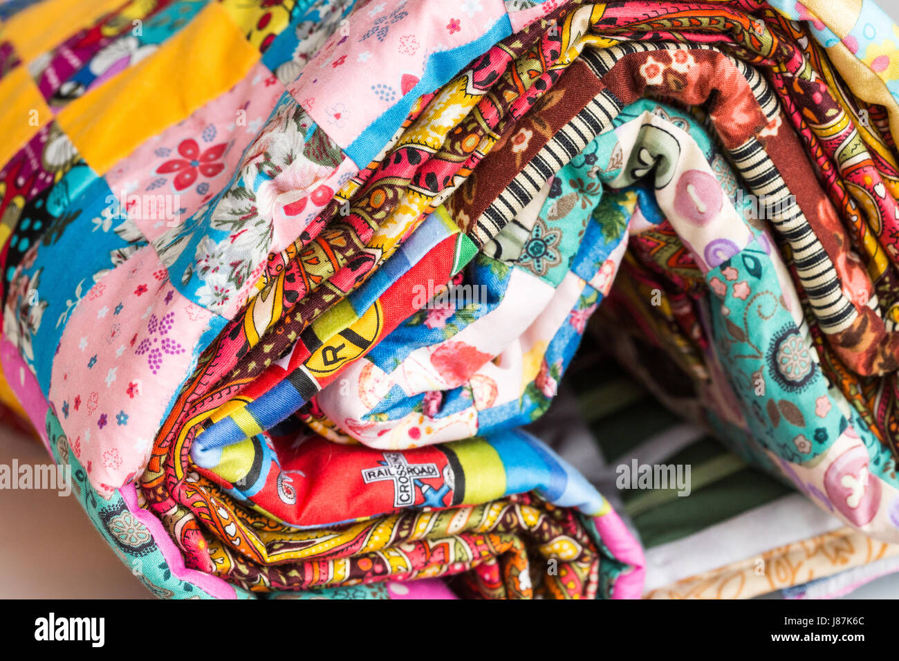 Patchwork Sewing And Fashion Concept Macro Of Bright Beautiful