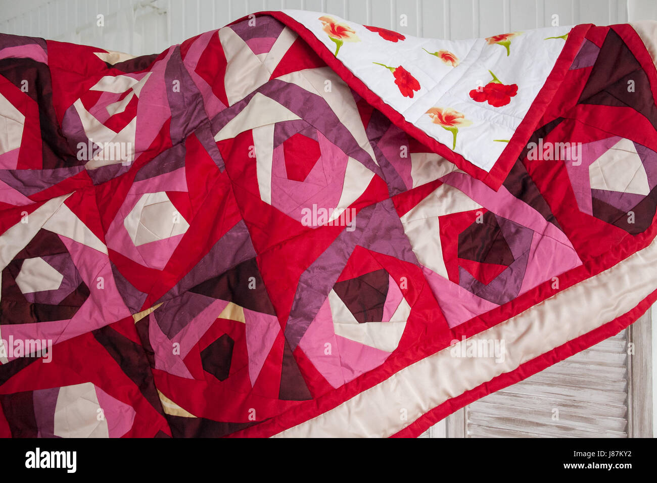 Part of patchwork quilt as background. Handmade Stock Photo - Alamy