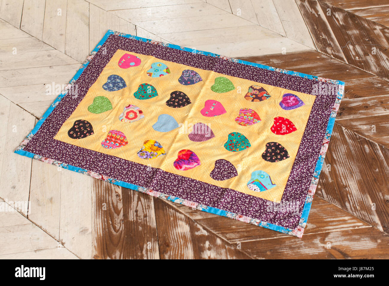 Patchwork quilt. Part of patchwork quilt as background. Handmade Stock ...