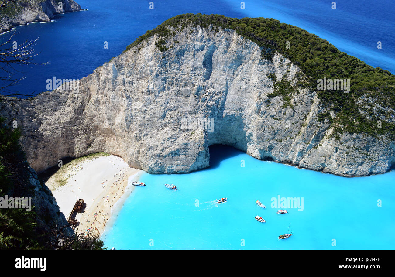 Navagio bay and Ship Wreck beach in summer on  Zakynthos island, Greece Stock Photo