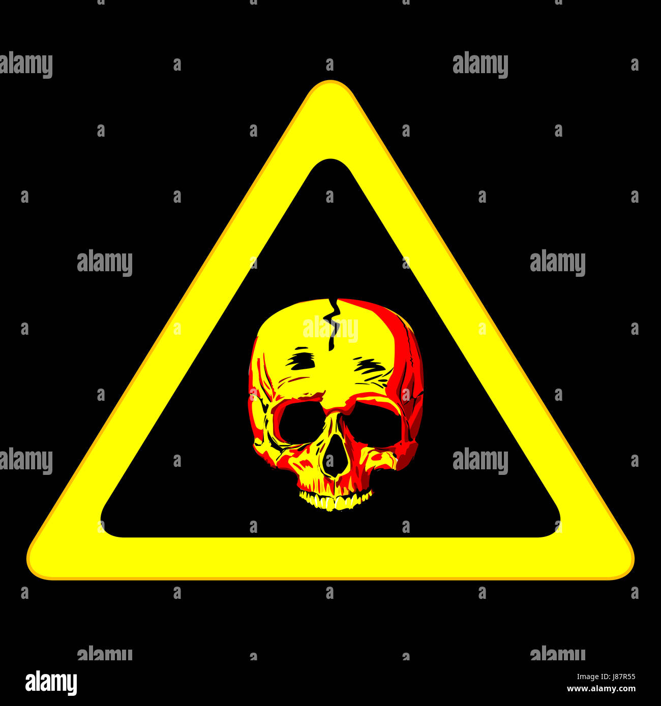 Skull on Sign Danger. Black Vintage Vector Illustration. for Poster and  Tattoo Biker Club Stock Vector - Illustration of human, danger: 147812454