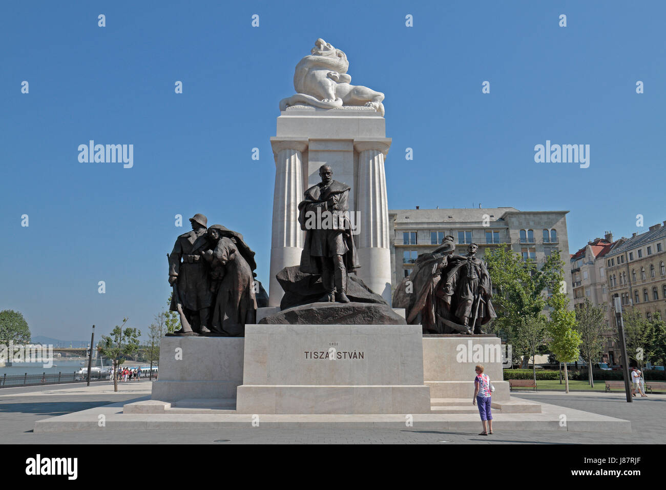 The Tisza Istvan Monument, Hungarian Parliament building, Budapest, Hungary. Stock Photo
