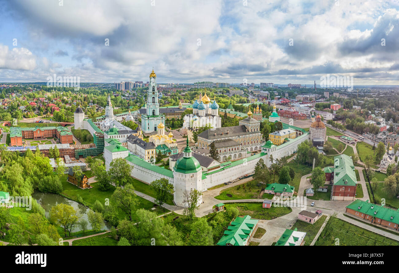 Trinity Lavra of St. Sergius - panoramic aerial view in Sergiev Posad, Moscow oblast,  Russia Stock Photo