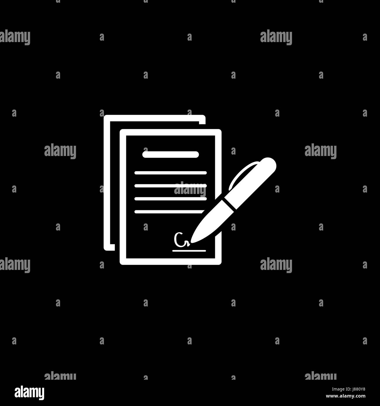 Signing Contract Icon. Business Concept. Flat Design. Stock Vector