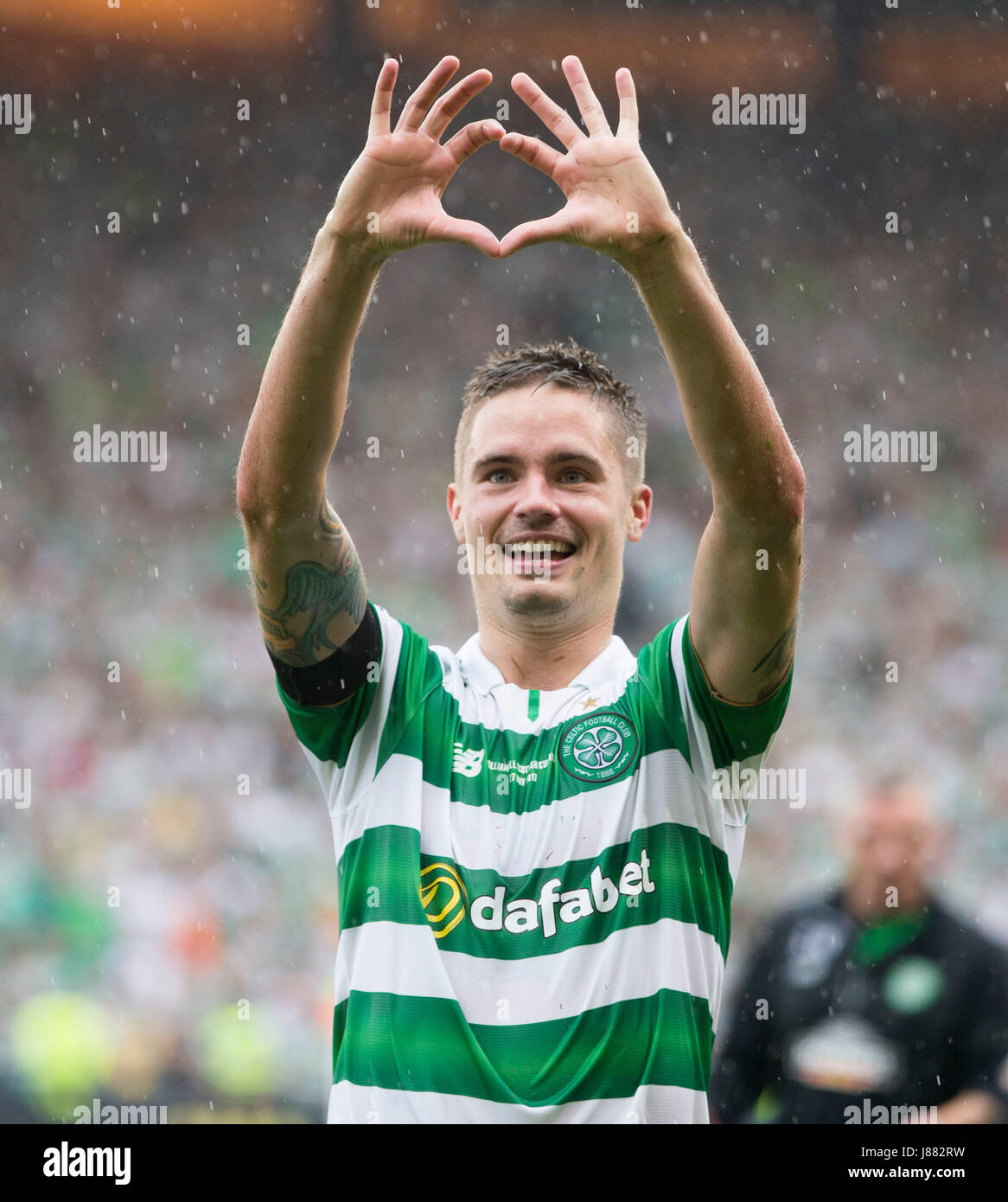 Celtic's Mikael Lustig celebrates after the William Hill Scottish Cup final at Hampden Park, Glasgow. Stock Photo