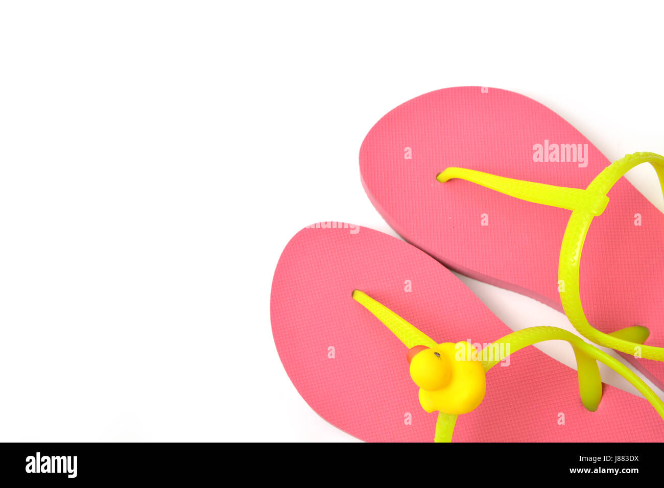 Top view of pink flip flops isolated on white background Stock Photo ...