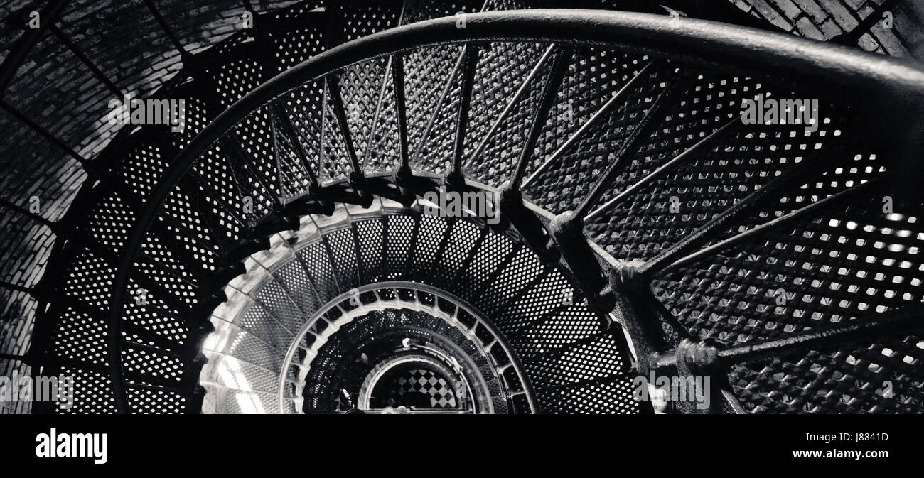 Lighthouse Spiral Staircase Panoramic Stock Photo