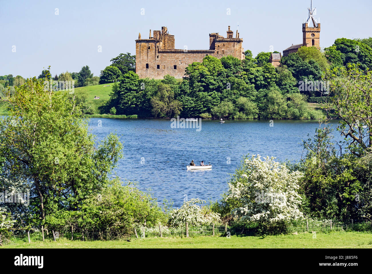 Linlithgow Palace Viewed From The West Across Linlithgow Loch In 