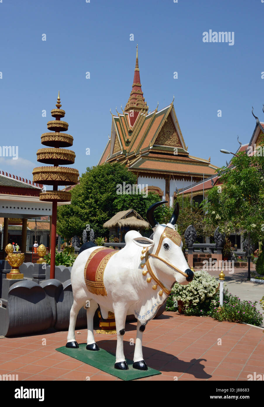 Scene at Wat Preah Prom Rath temple, Siem Reap, Cambodia Stock Photo