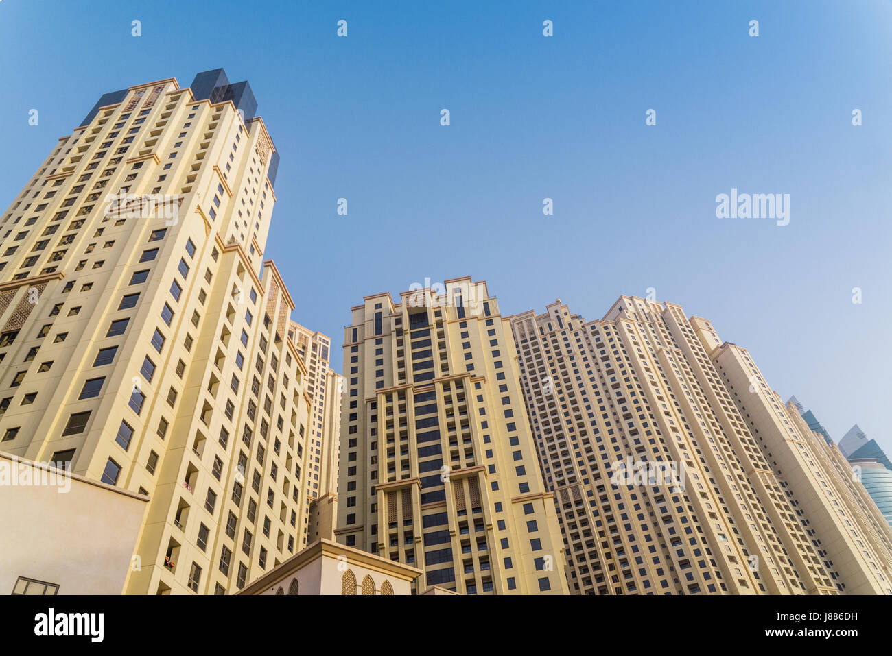 High rise buildings at Jumeirah Beach Residence in Dubai Marina Stock Photo