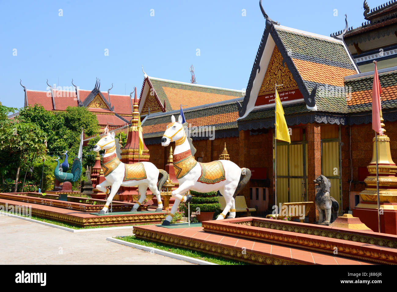 Scene at Wat Preah Prom Rath temple, Siem Reap, Cambodia Stock Photo