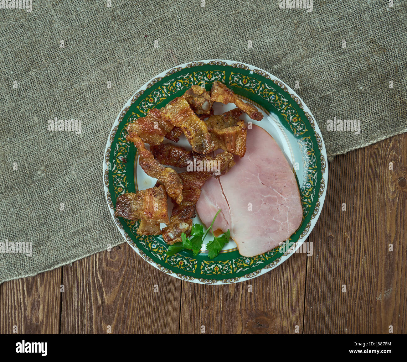 Oreilles de crisse traditional Quebec dish consisting of deepfried smoked pork jowls Stock