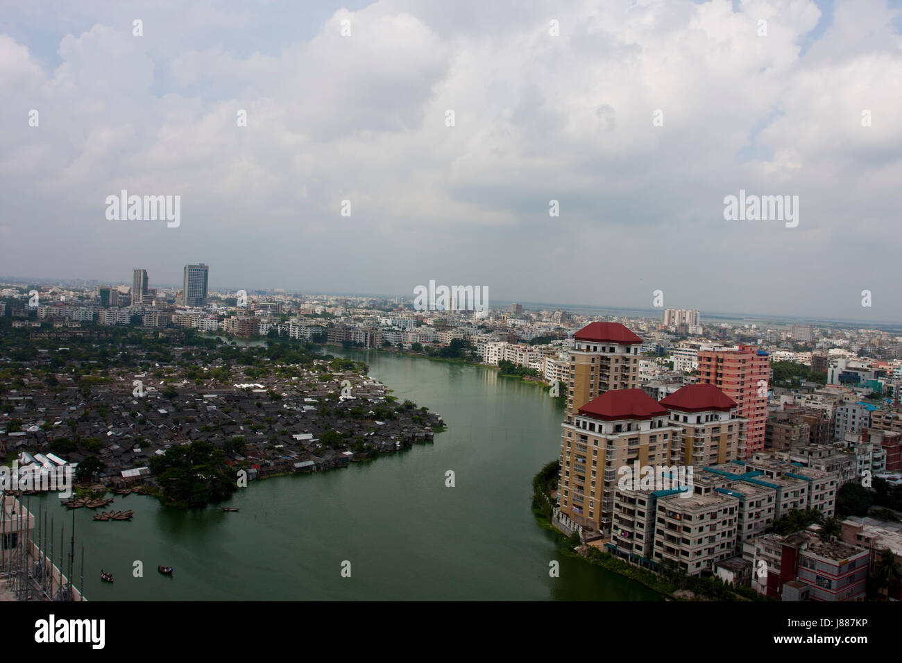 An aerial view of Gulshan area in Dhaka city, Bangladesh Stock Photo