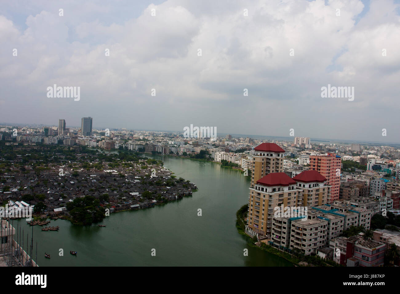 An aerial view of Gulshan area in Dhaka city, Bangladesh. Stock Photo