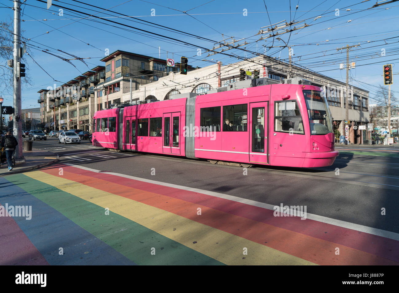 Capitol Hill trolley car, Seattle, Washington, USA Stock Photo
