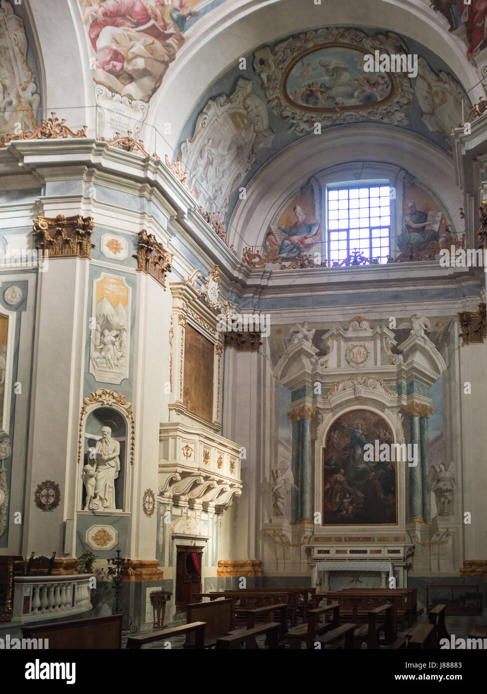 Trompe l'oeil altar of the Church of the Holy Cross, San Miniato Stock Photo