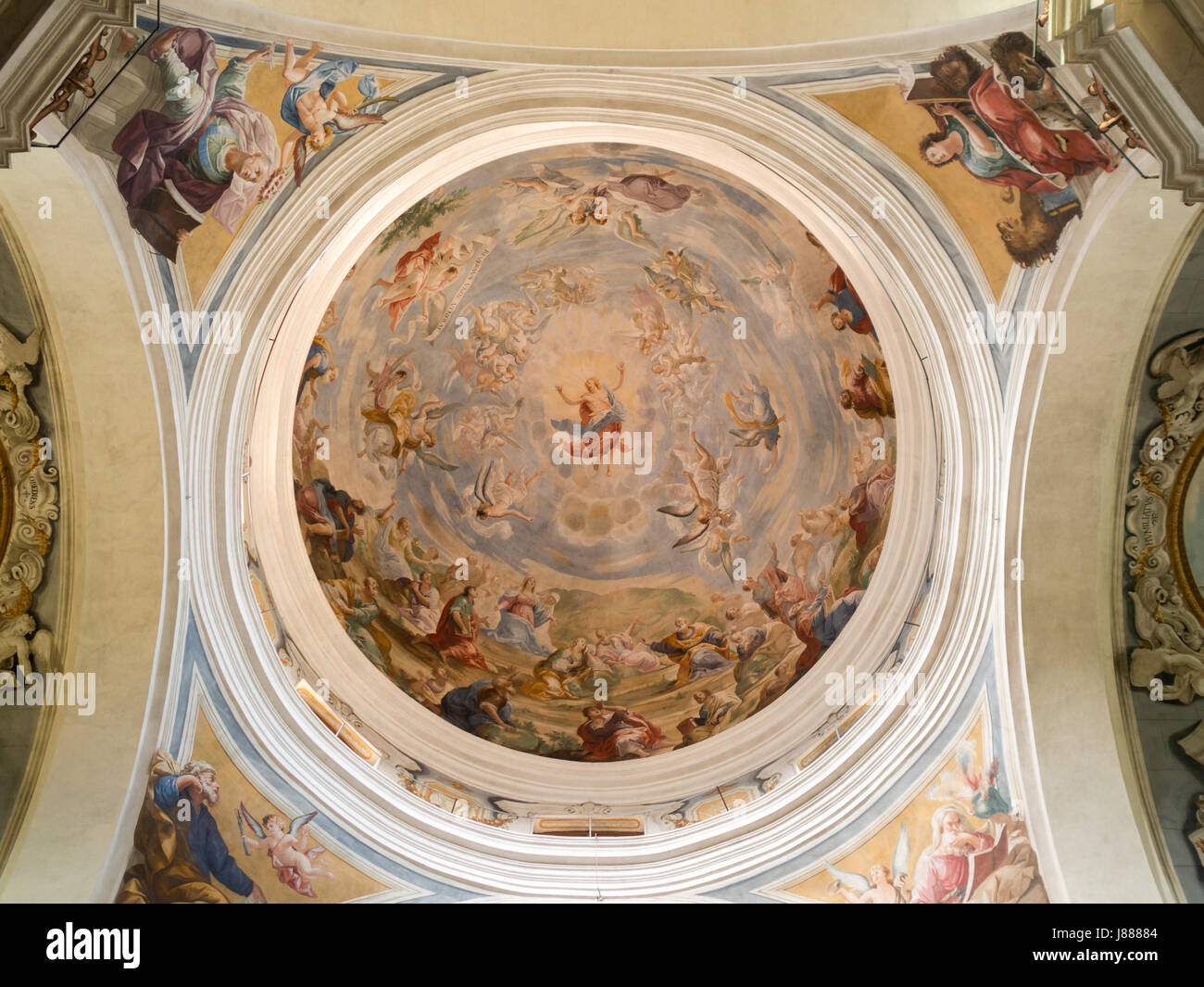 Trompe l'oeil dome of the Church of the Holy Cross, San Miniato Stock Photo