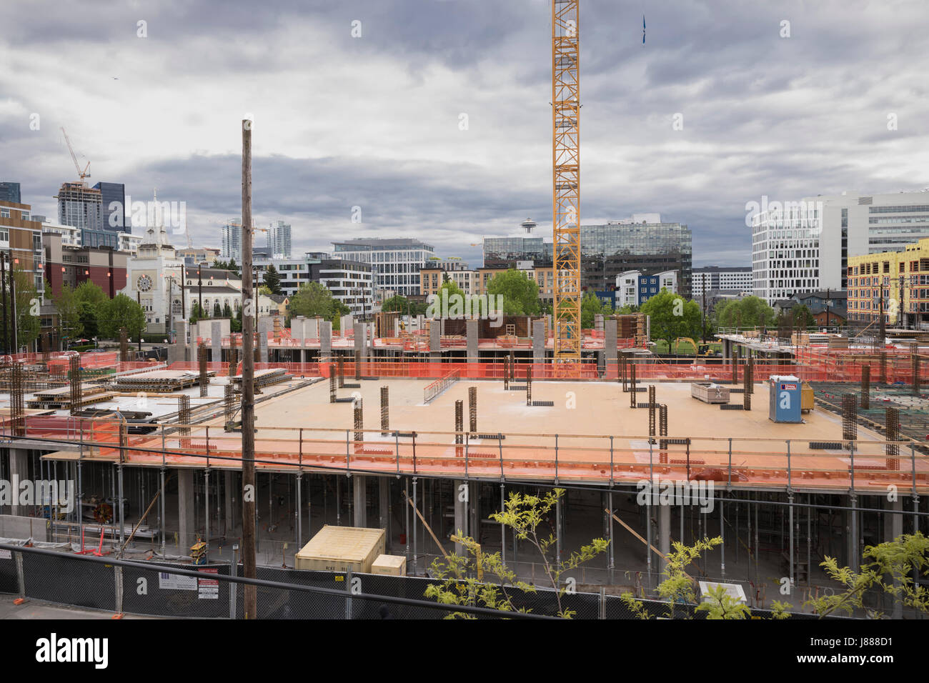 United States, Washington, Seattle, Cascadia neighborhood, builiding construction Stock Photo