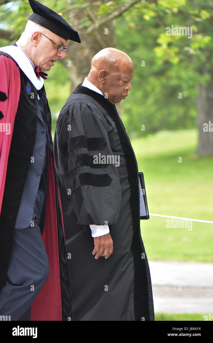 Senator John Lewis walks at Bard College commencement on May 27, 2017. Stock Photo
