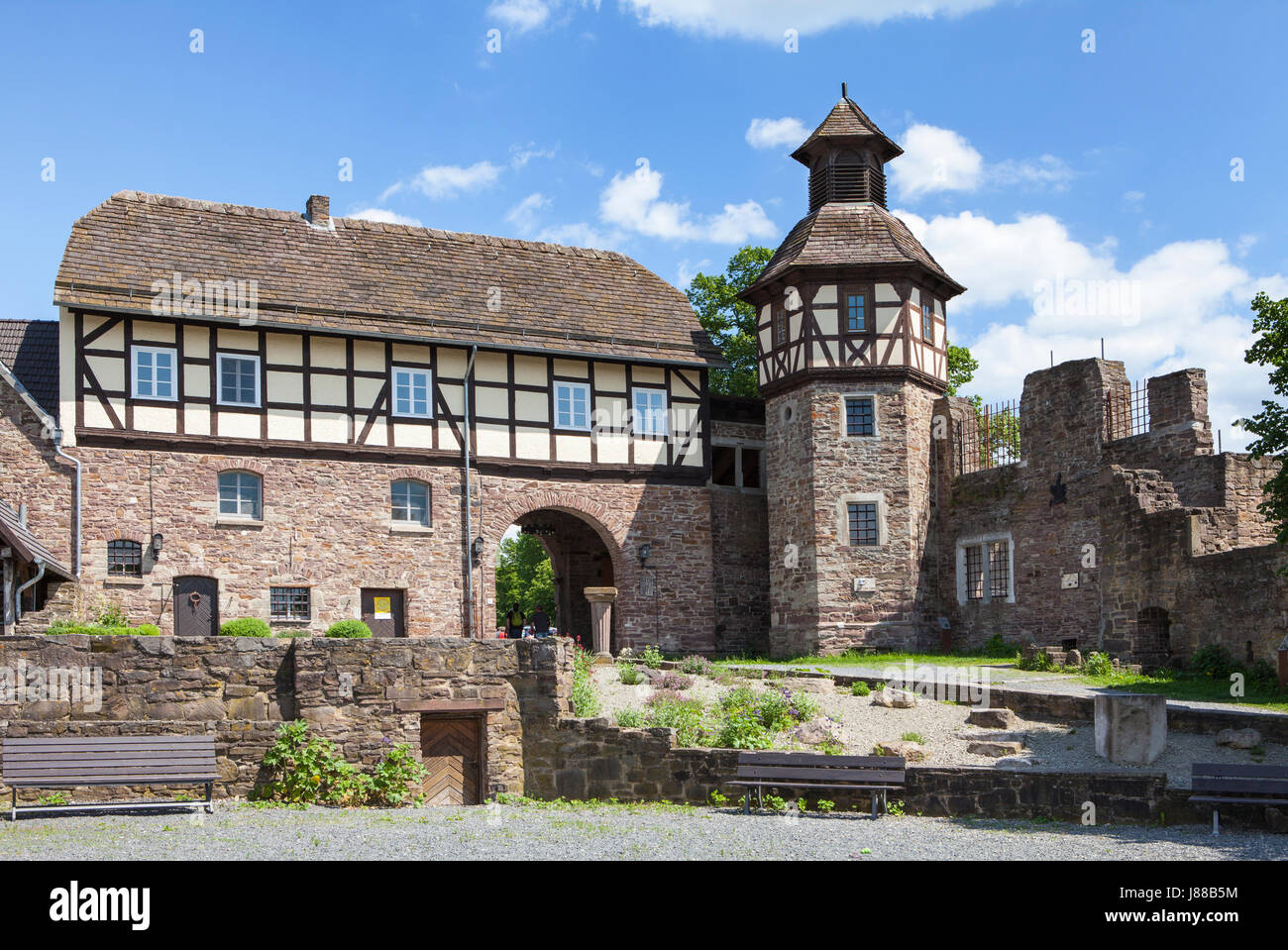 Burg Wülmersen castle, region Kassel, Upper Weser Valley,  Weser Uplands, Weserbergland, Reinhardswald, Hesse, Germany Stock Photo