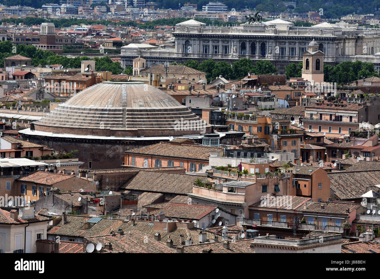 The beautiful Rome City scape with the Pantheon looking bold. Stock Photo
