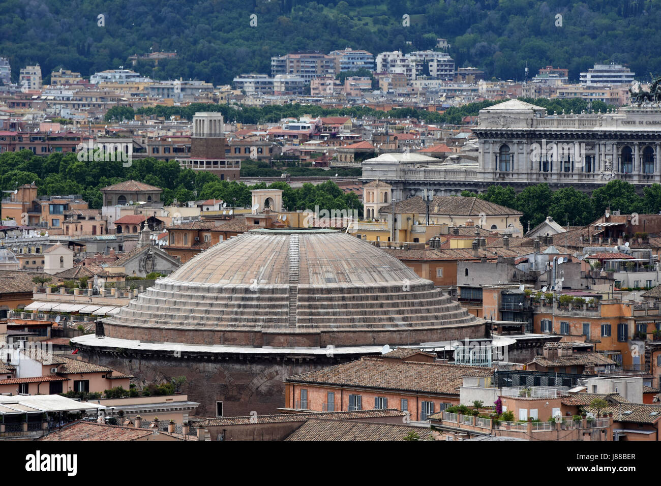 The beautiful Rome City scape with the Pantheon looking bold. Stock Photo