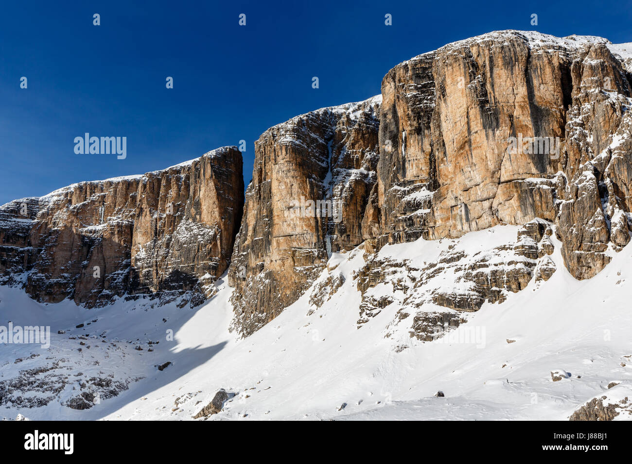 Peak of Vallon on the Skiing Resort of Corvara, Alta Badia, Dolomites Alps, Italy Stock Photo