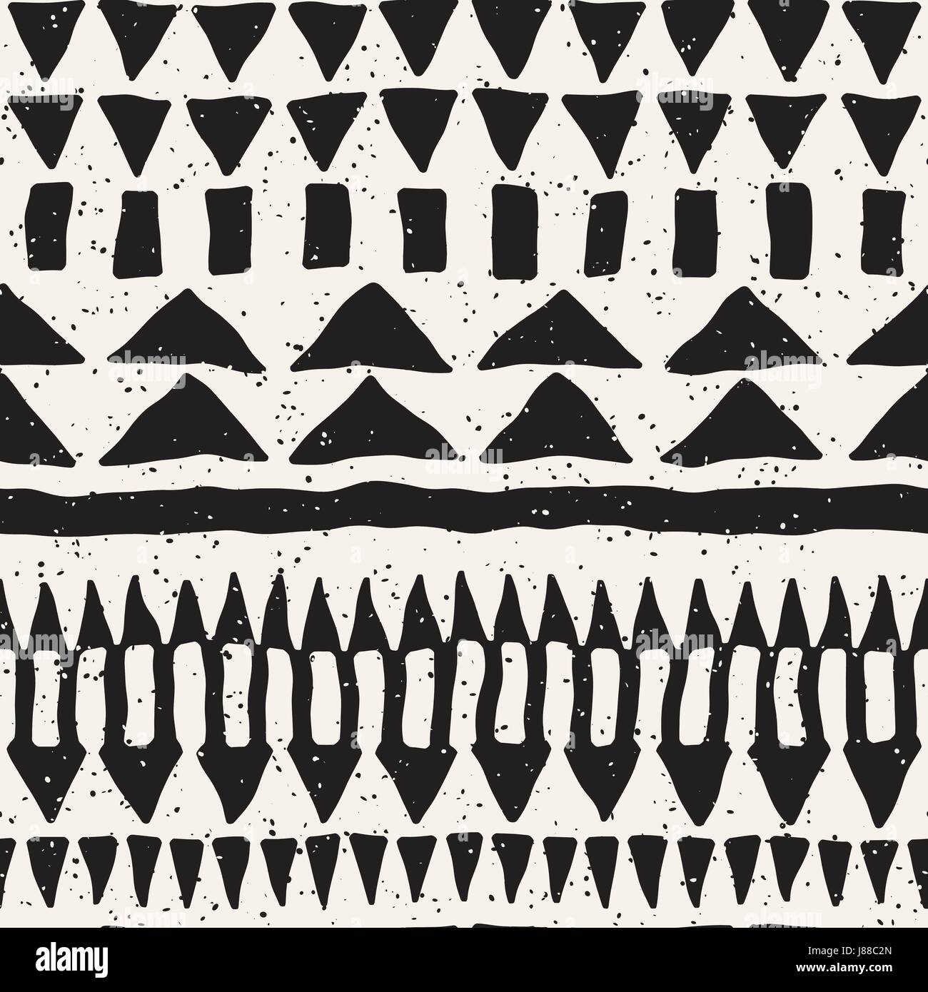 Hand drawn painted seamless pattern. Vector tribal design background ...