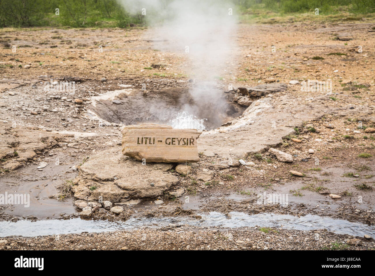 Strokkur (the Churn), Geysir (geyser) , Golden Circle in Iceland Stock Photo
