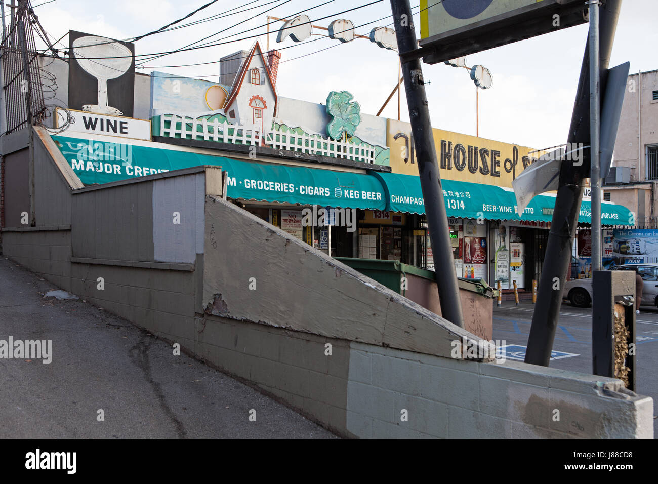 Strip Shopping Center in the Echo Park district of Los Angeles, CA Stock Photo