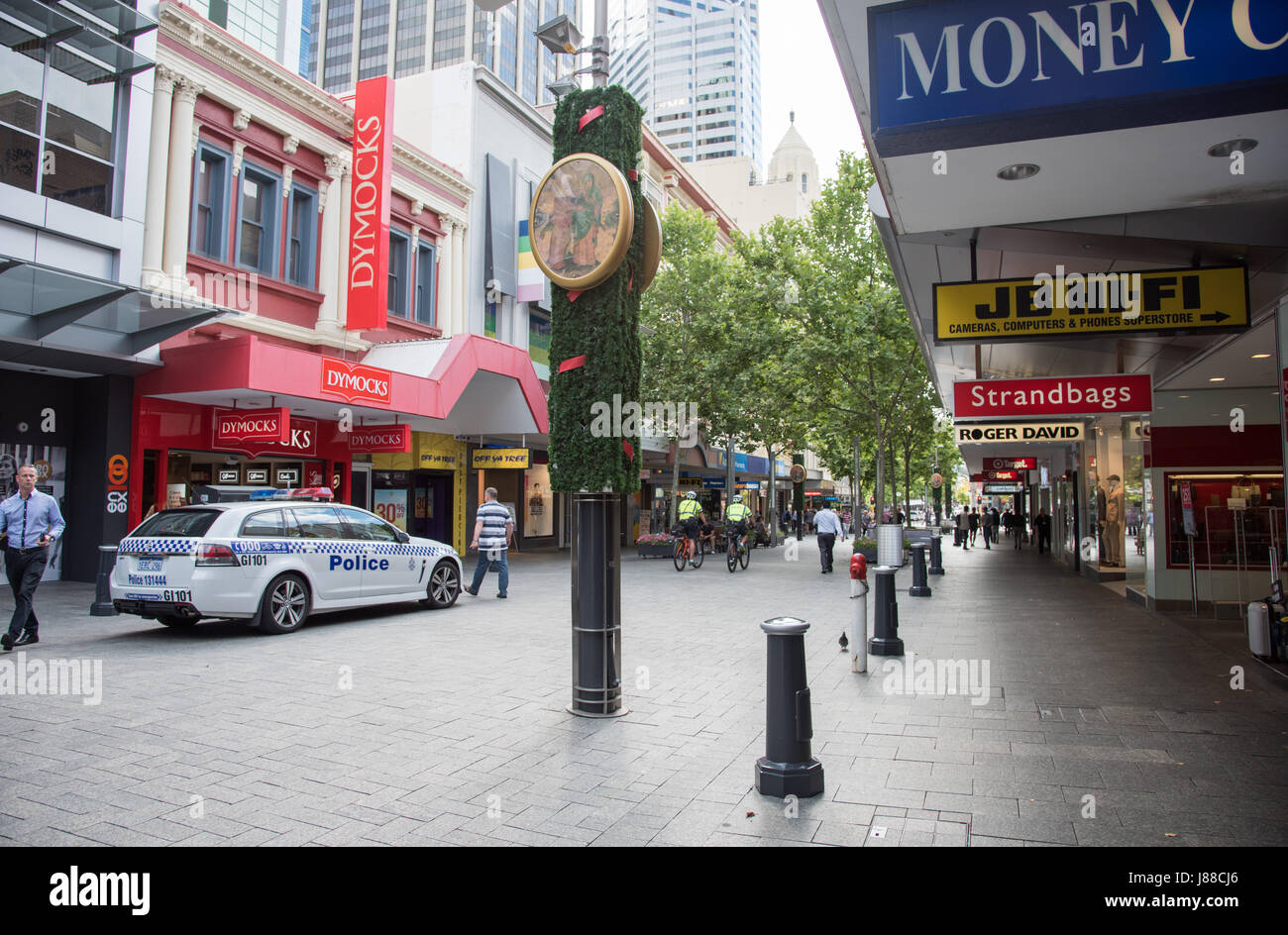 Perth,WA,Australia-November 16,2016: People, Police Car And Retail ...