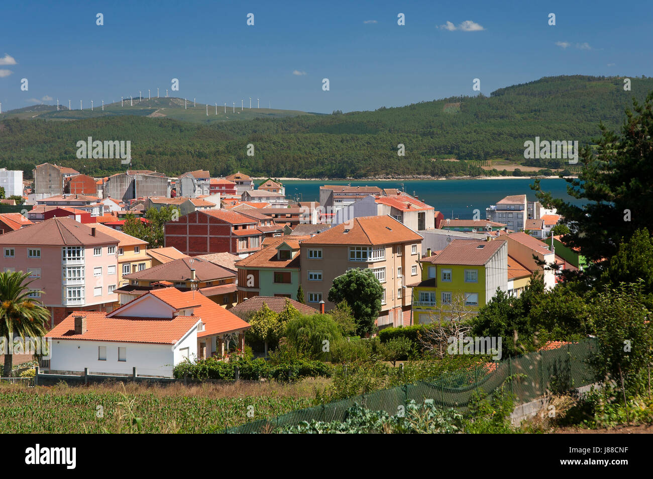 Village and landscape, Camarinas, La Coruna province, Region of Galicia, Spain, Europe Stock Photo