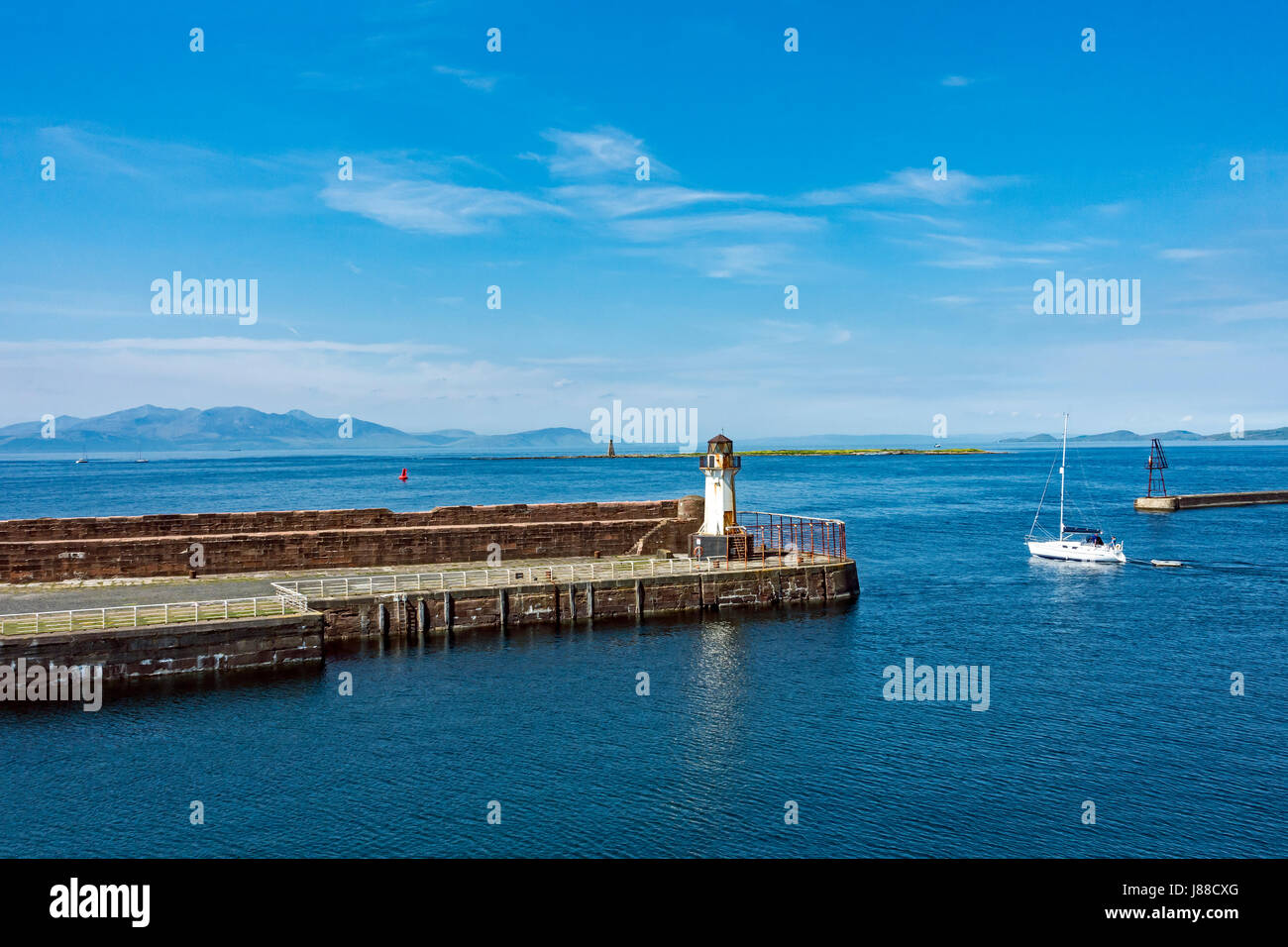 Sailing ship passing out of Ardrossan harbour in Ardrossan North