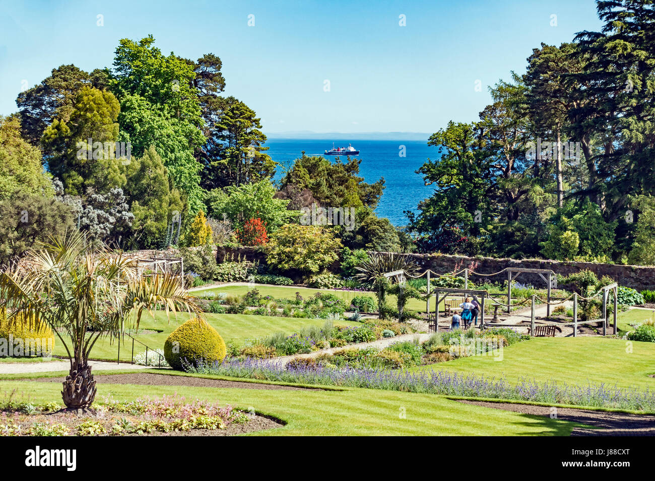 Walled garden at Brodick Castle Garden and Country Park above Brodick Bay on Scottish Island Arran in North Ayrshire Scotland UK Stock Photo