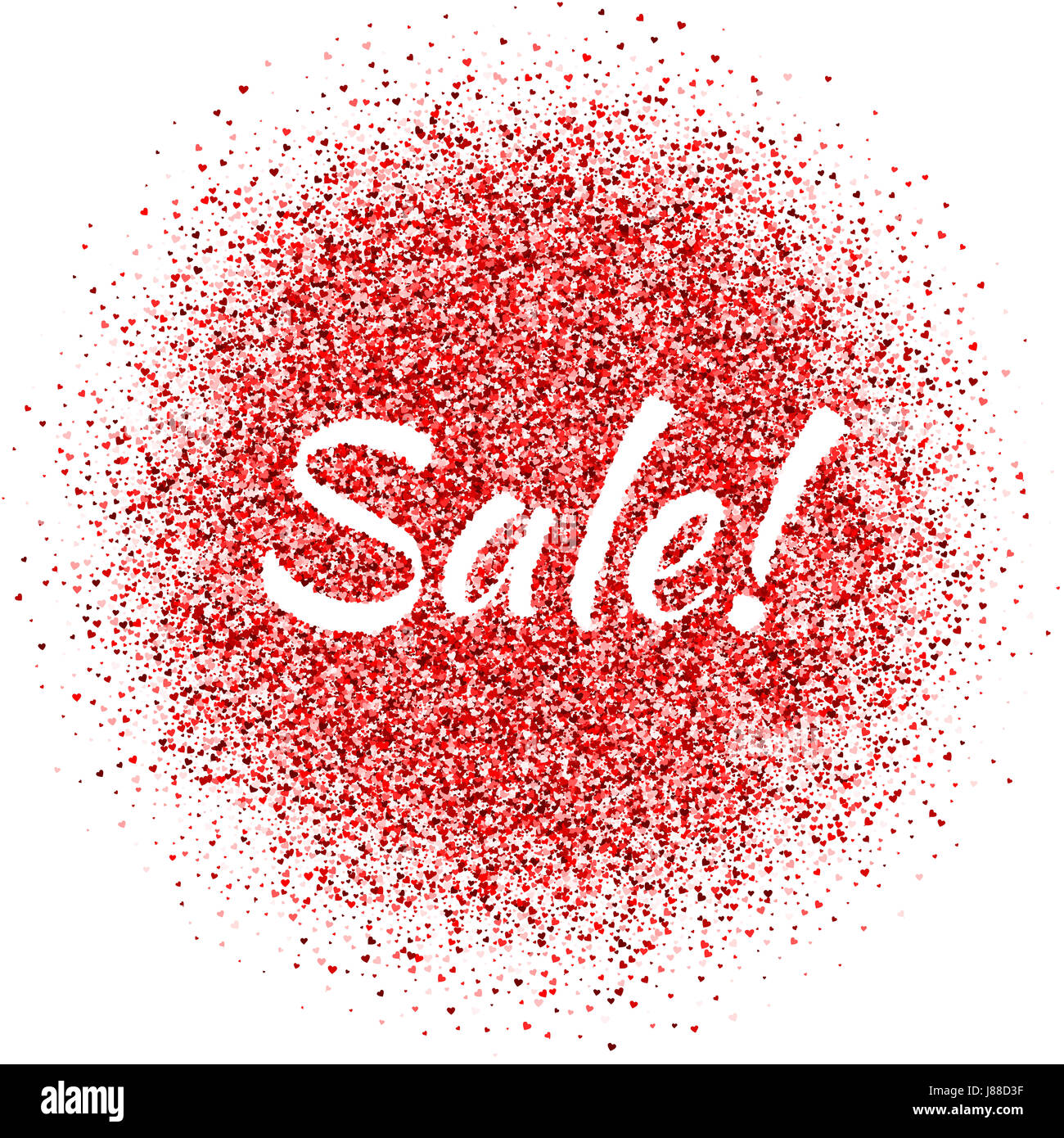 Red dust with Sale sign. Glitter. Sale shimmer. Sparkling text. Stock Photo