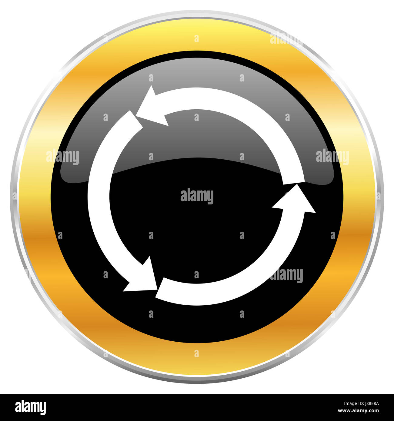 Reblue yellow glossy web black web icon with golden border isolated on ...