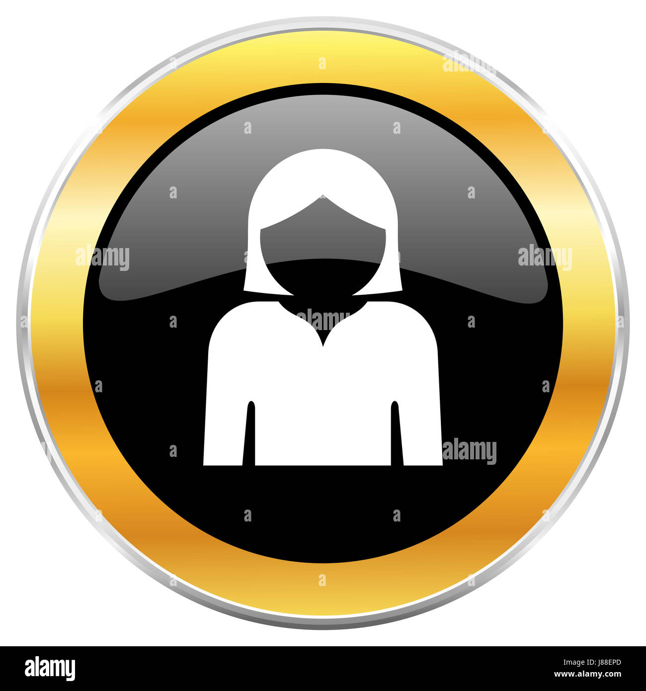 Profile avatar black web icon with golden border isolated on white ...