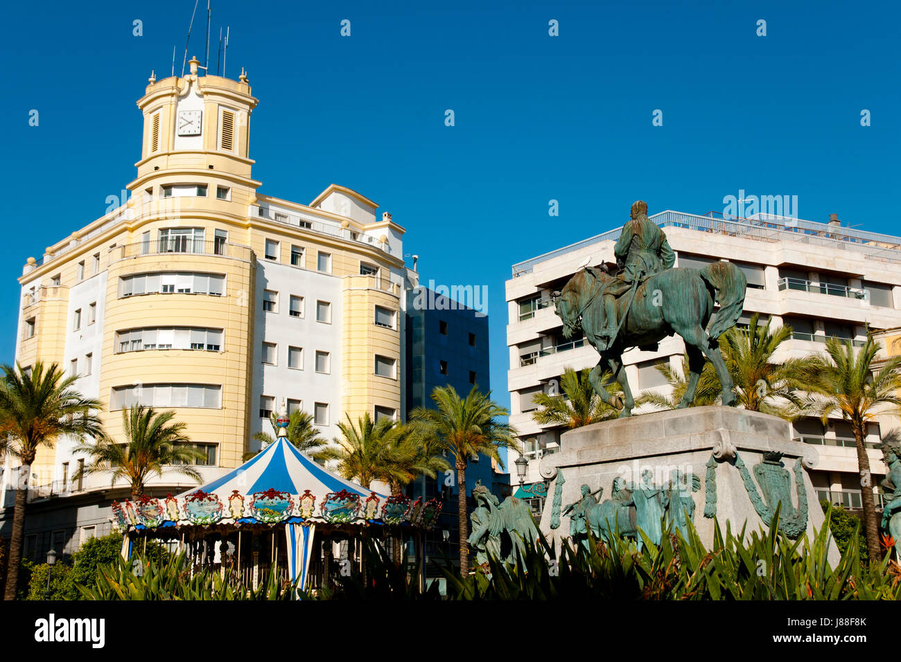 Miguel Primo de Rivera Monument in Arenal Plaza - Jerez - Spain Stock Photo