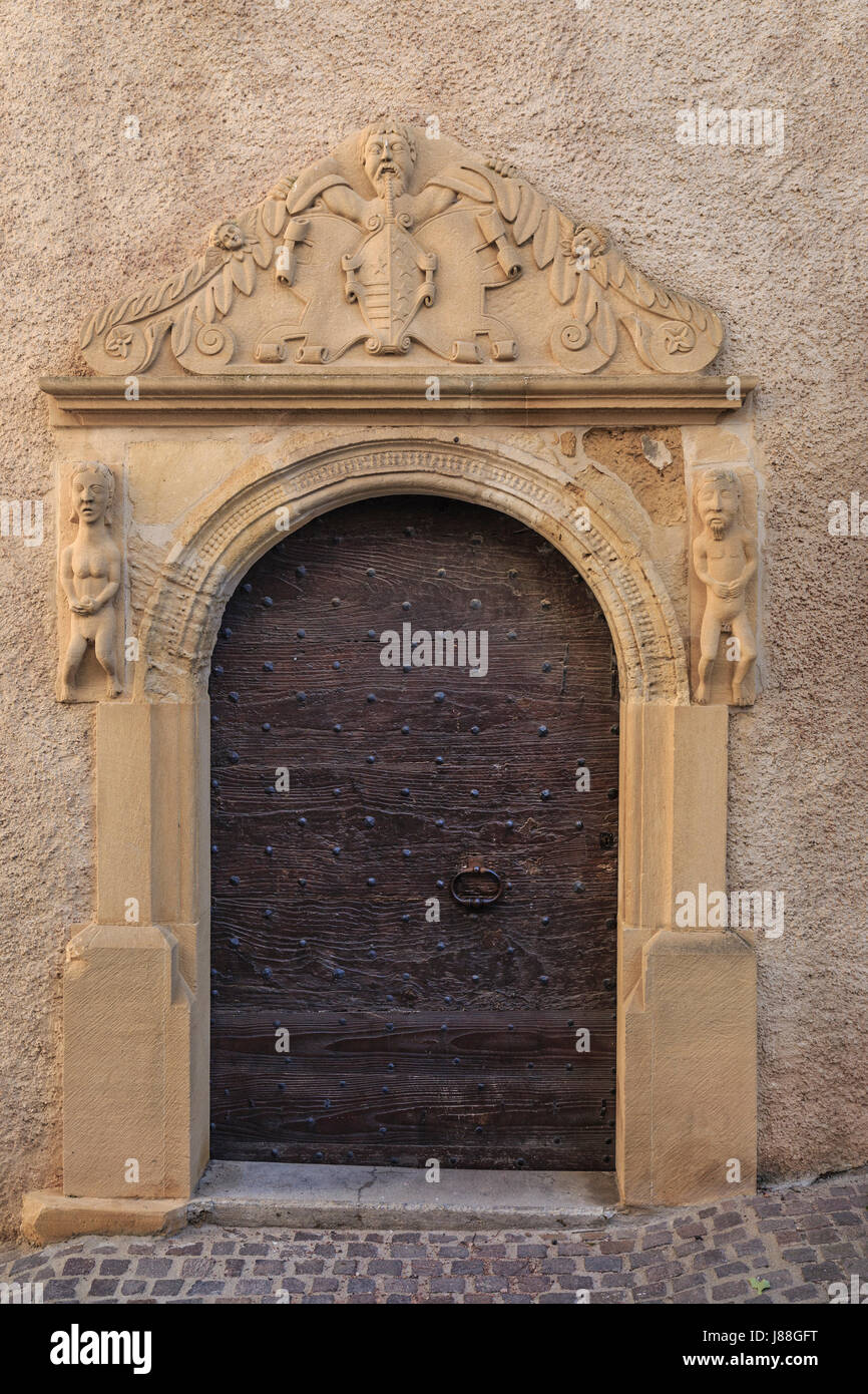 France, Loire, Saint-Jean-Saint-Maurice-sur-Loire, La Mure-Chantois manor, door Stock Photo