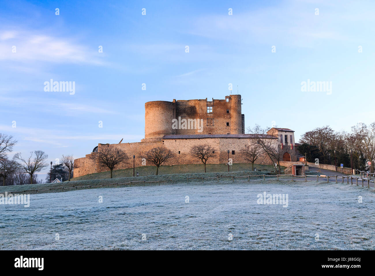 France, Loire, Montrond les Bains, the castle in winter Stock Photo