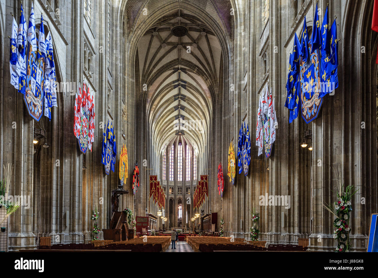 France, Loiret, Orleans, Basilique Cathedral Sainte Croix of Orleans, the nave Stock Photo