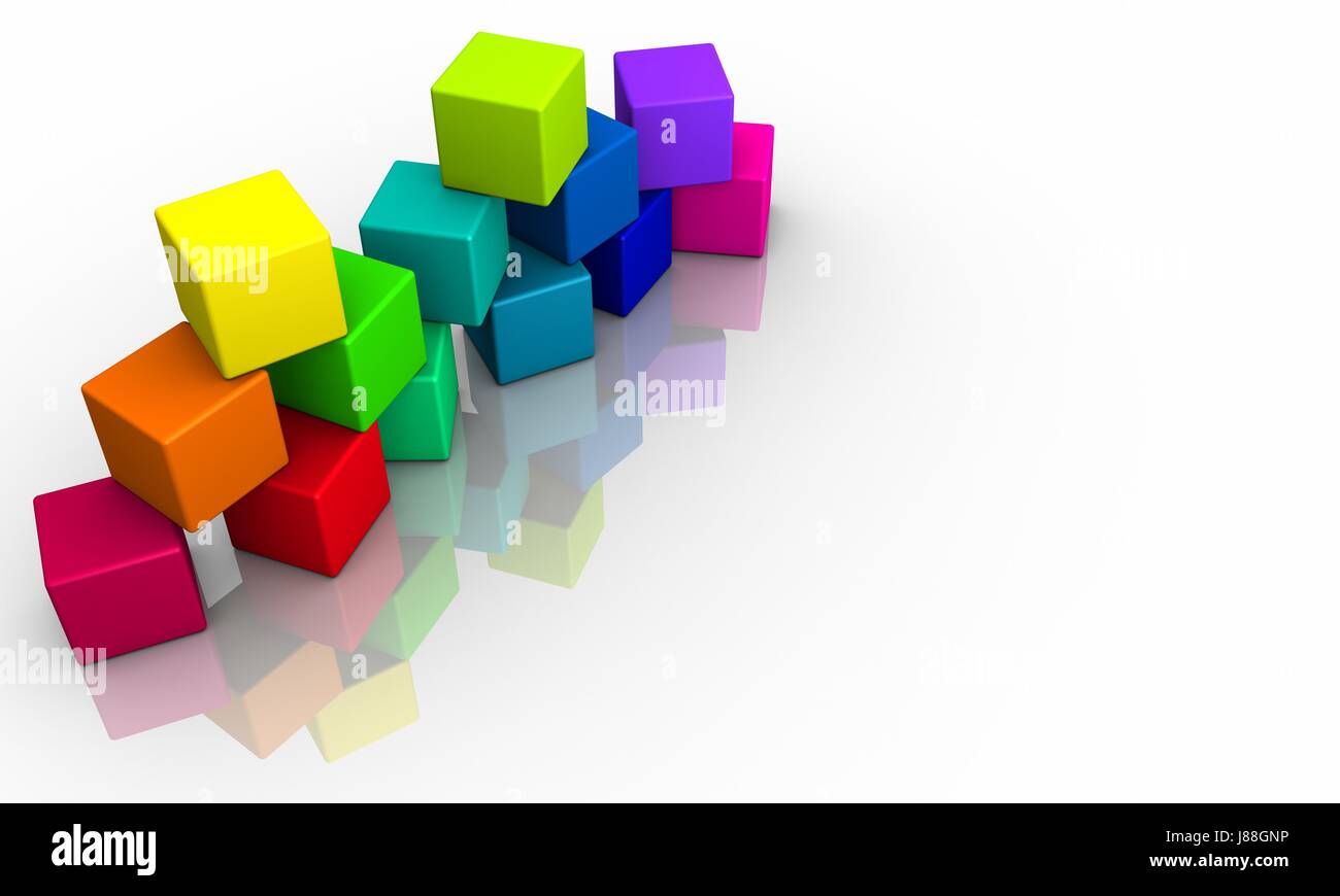 3d green stacked cubes hi-res stock photography and images - Alamy