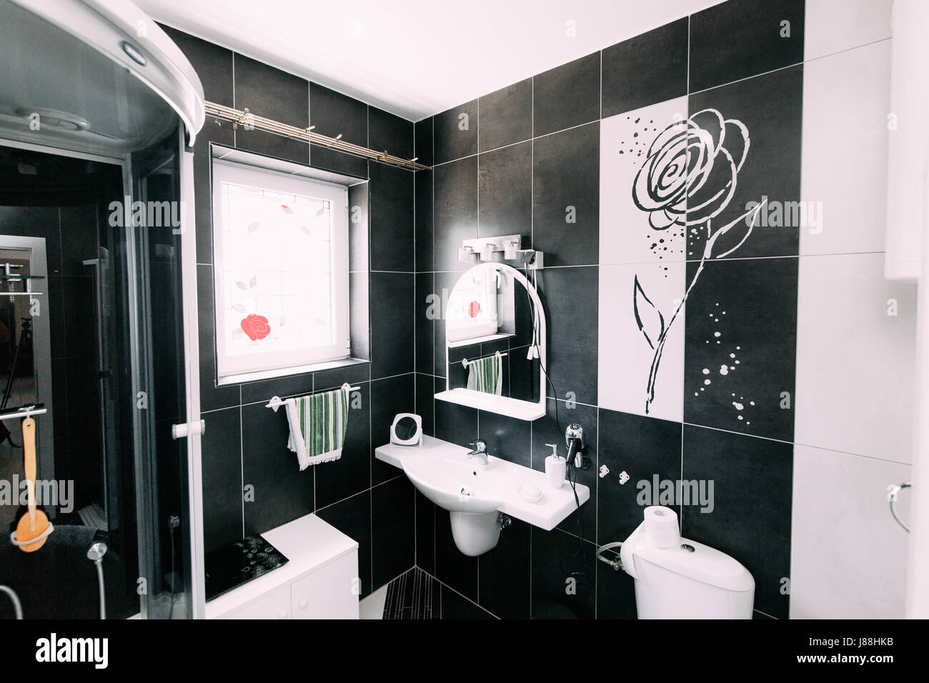 Washbasin in the bathroom. Plumbing in the bathroom. The interior of ...