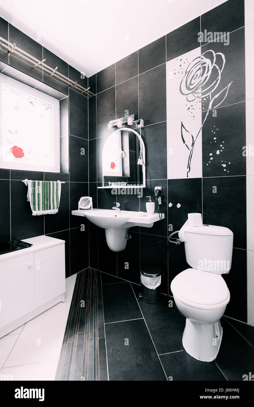 Washbasin in the bathroom. Plumbing in the bathroom. The interior of ...