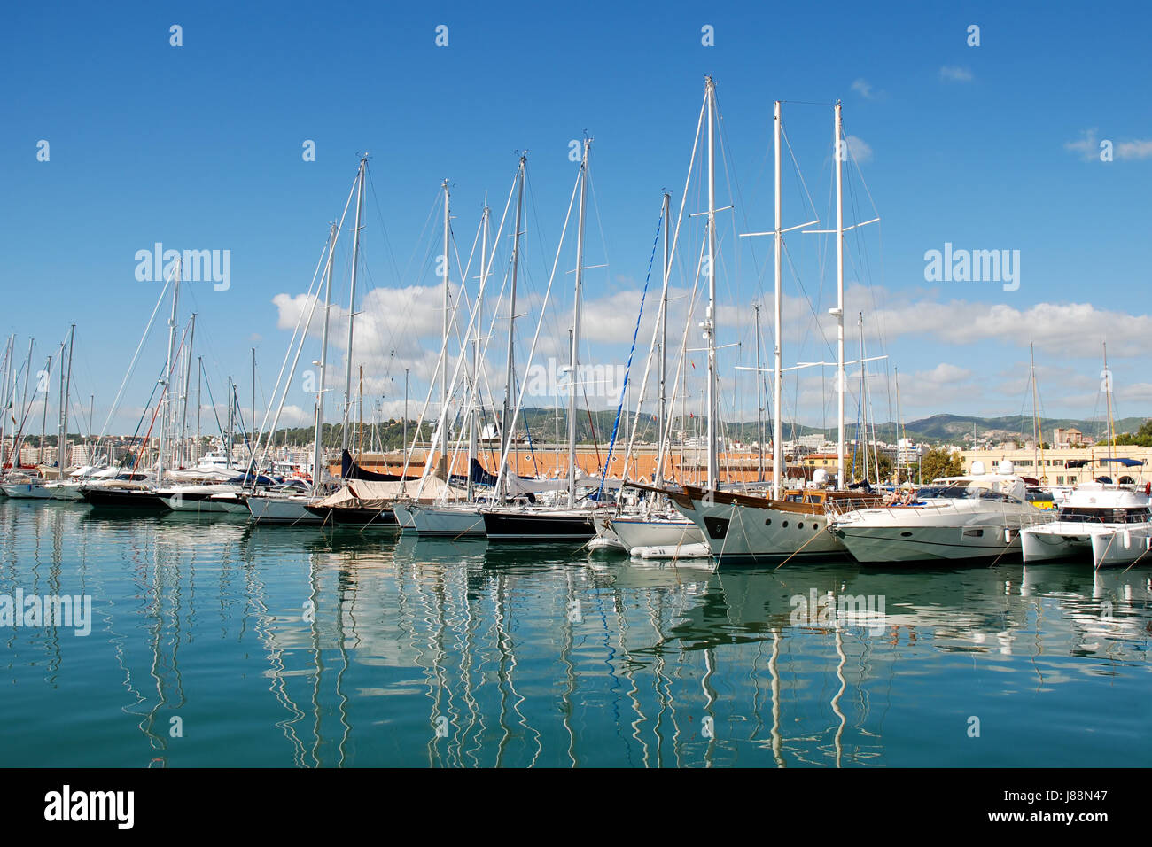 yacht, waters, mallorca, spain, harbor, atlantic ocean, salt water, sea, ocean, Stock Photo