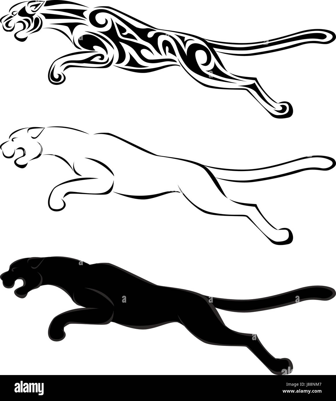 lion, cat, big cat, feline predator, tiger, silhouette, tattoo, pussycat  Stock Photo - Alamy