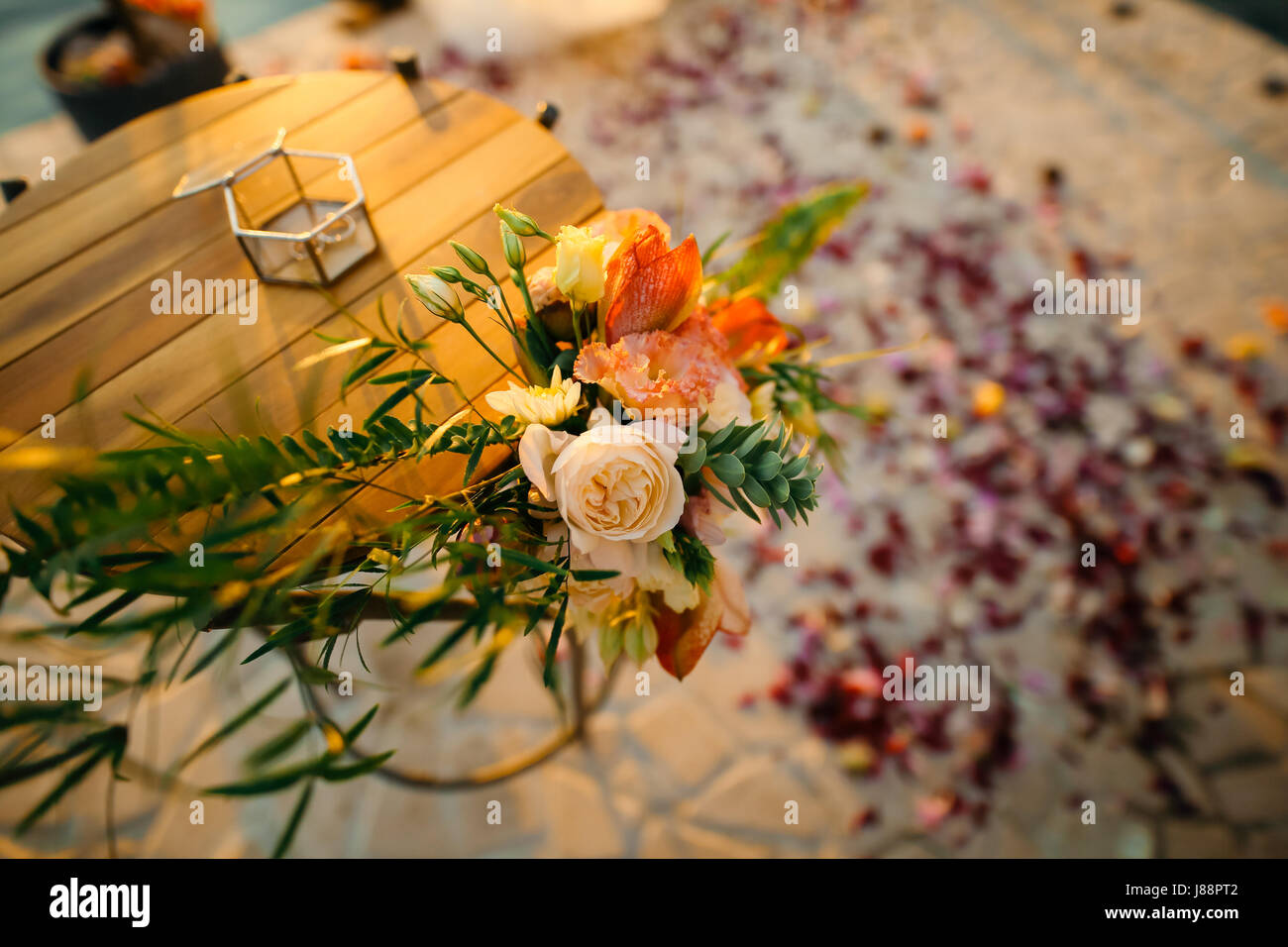 Table For The Wedding Ceremony Flower Arrangement Wedding Stock